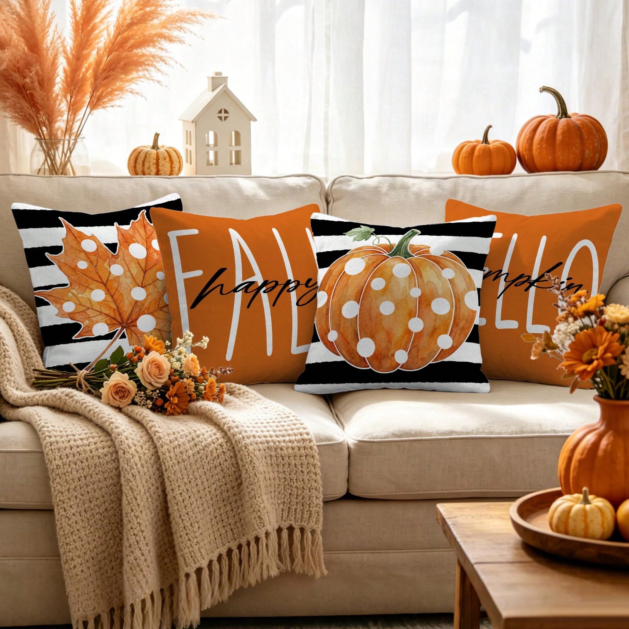 4 Pcs Fall Pillow Cases 18x18