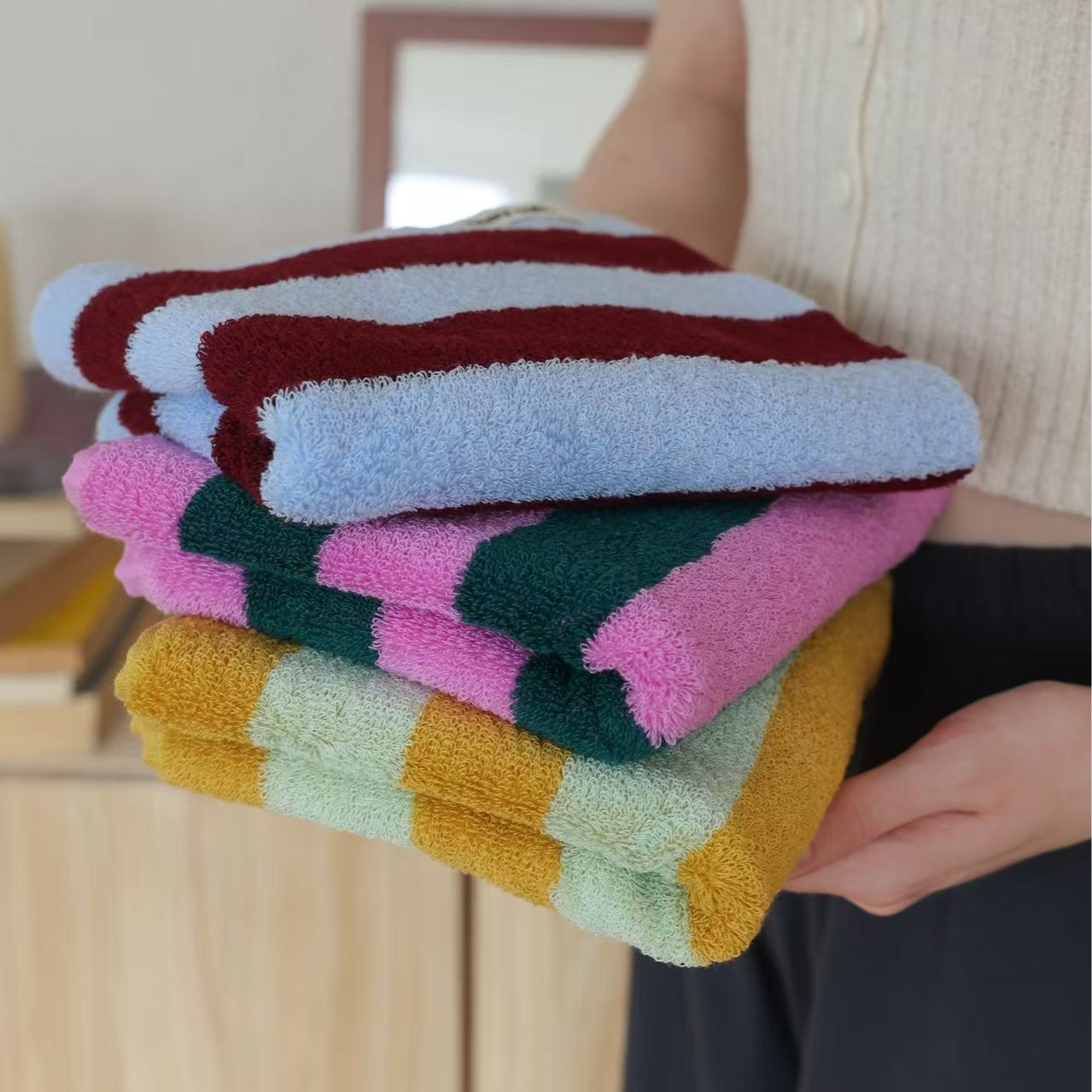 Retro Striped Pure Cotton Towe - Home Textiles Face Towel review and price