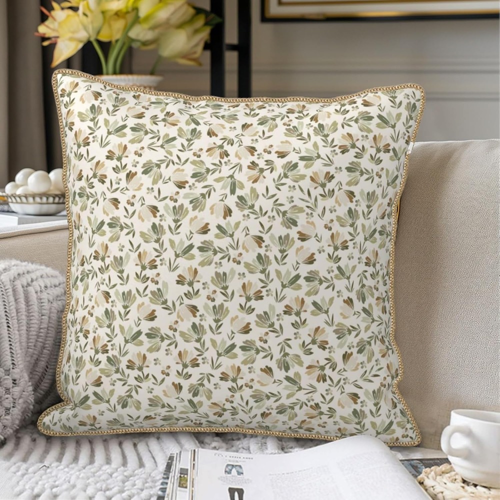 Sage-Green-Beige-Floral-Soft-V - Pillow Insert 18X18 review and price